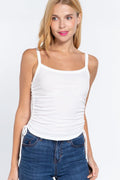 Side Ruched Cami Knit Top - AM APPAREL