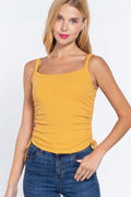 Side Ruched Cami Knit Top - AM APPAREL