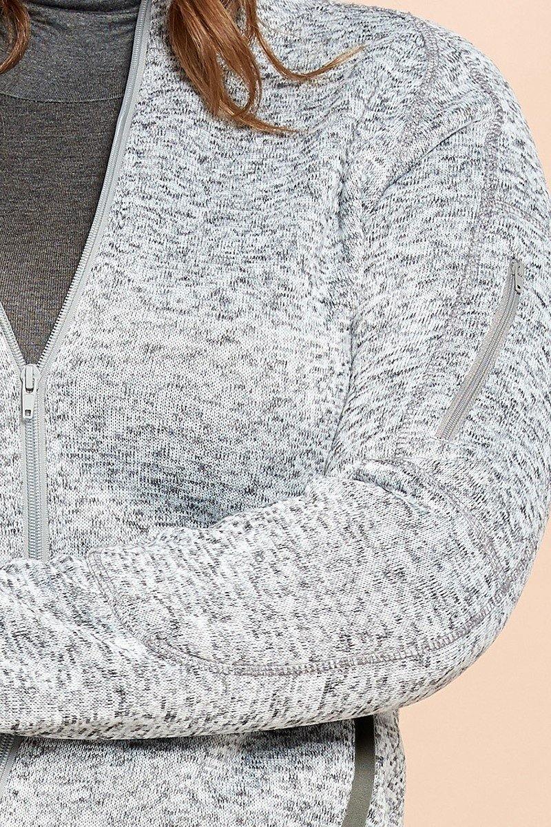 Solid Two-tone Knit Fleece Hoodie - AM APPAREL