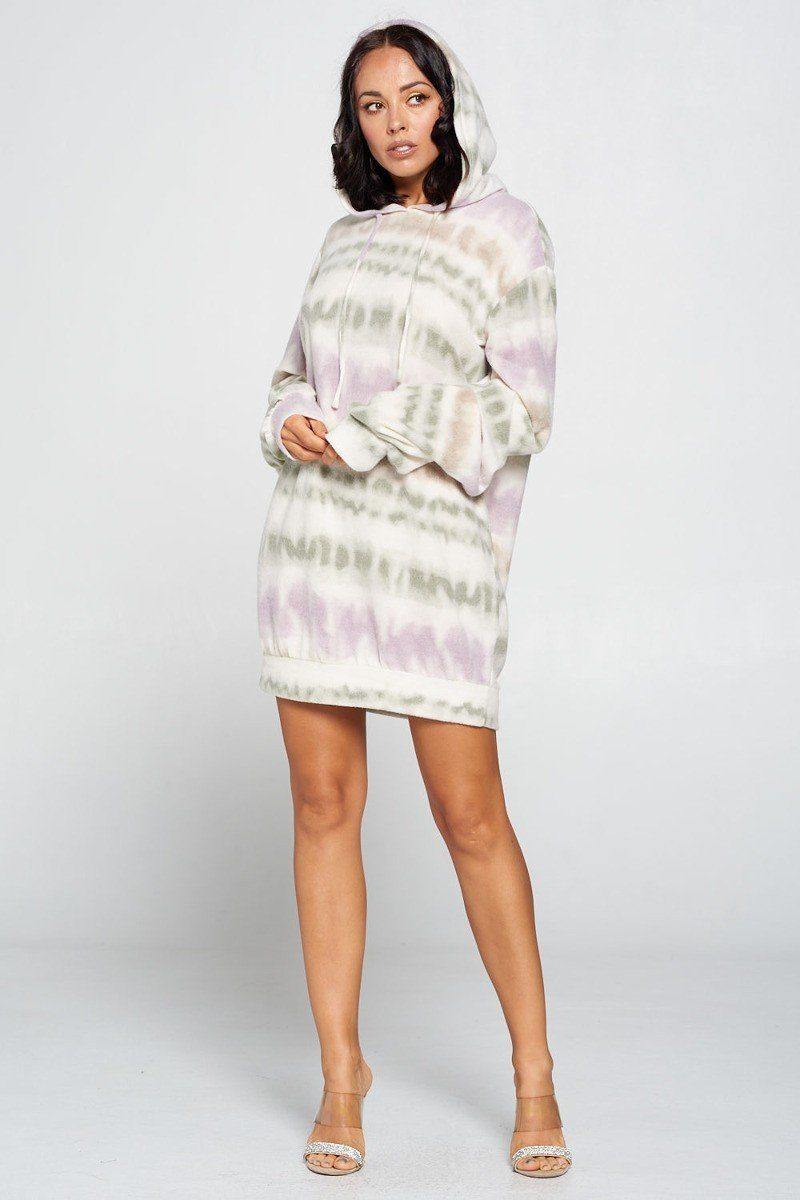 Terry Brushed Print Sweater Dress - AM APPAREL