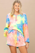 Tie-dye Printed Knit Top And Shorts Set - AM APPAREL