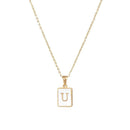 Unisex Square Letter Engraved Pendant Necklace - AM APPAREL