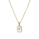 Unisex Square Letter Engraved Pendant Necklace - AM APPAREL
