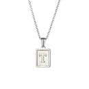Unisex Square Letter Engraved Pendant Necklace - AM APPAREL