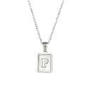 Unisex Square Letter Engraved Pendant Necklace - AM APPAREL