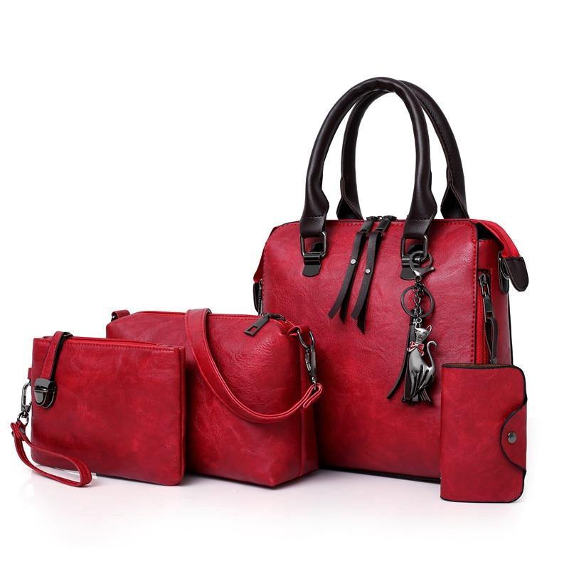 ValenKuci Designer  Leather 4pcs/Set Bags - AM APPAREL