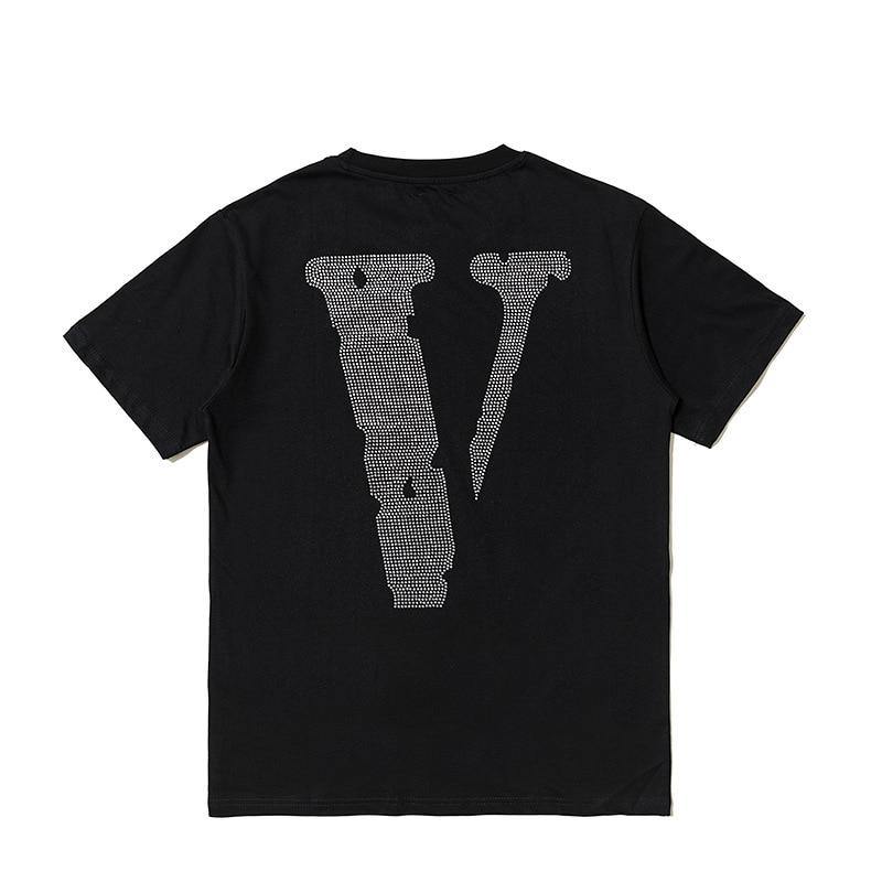 VLONE Unisex 100% Cotton Rhinestones Streetwear T-shirt - AM APPAREL