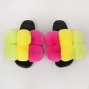 Women's Bubbly Faux Fur Slides - Mixed Colors - AM APPAREL