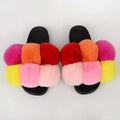 Women's Bubbly Faux Fur Slides - Mixed Colors - AM APPAREL