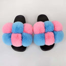 Women's Bubbly Faux Fur Slides - Mixed Colors - AM APPAREL