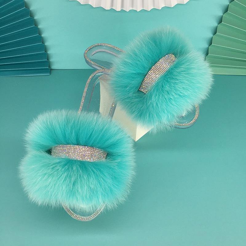 Women's Clear Jelly Furry Slippers - AM APPAREL