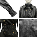 Women's Down Collar High Faux Leather Coats - AM APPAREL