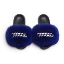Women's Fluffy Fur Slippers W/ Chain Detail - AM APPAREL