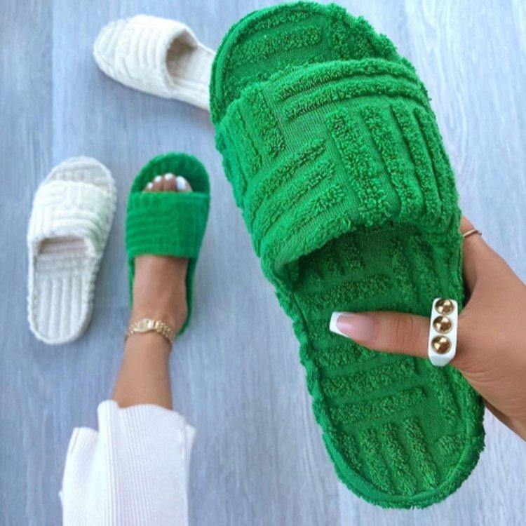 Women's Peep Toe Thick Slippers - AM APPAREL