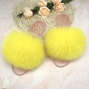 Women's Plush Fox Fur Slippers - AM APPAREL