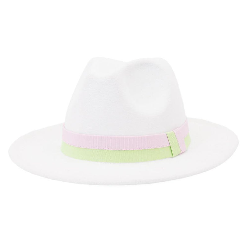 Women's Wide Brim Fedora Hat - White - AM APPAREL