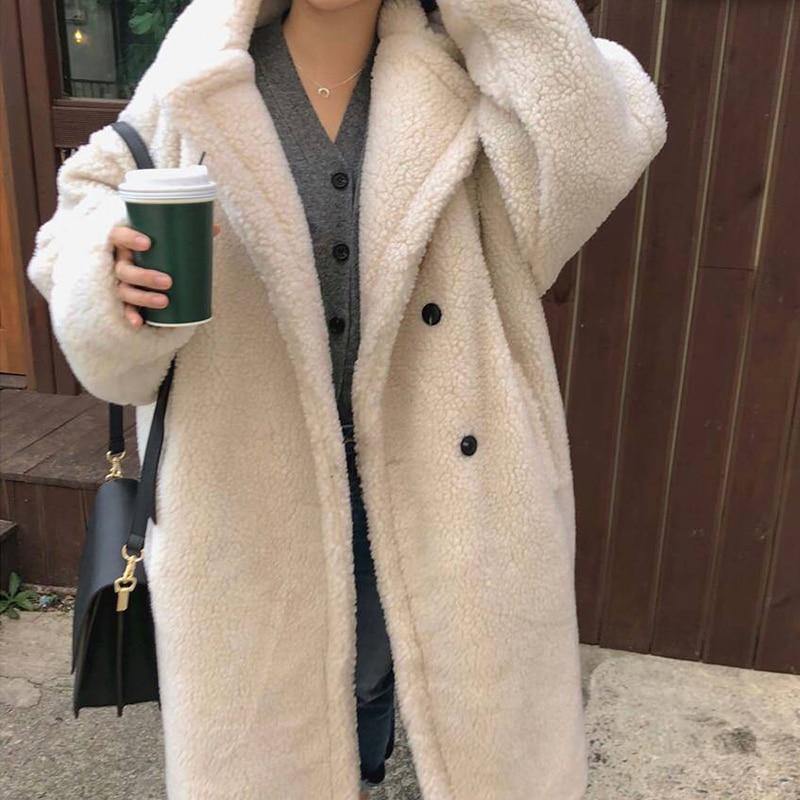 Women's Winter Solid Lamb Fur Coat - AM APPAREL