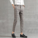 YASUG Men's Plaid Business Ankle Length Pants - AM APPAREL
