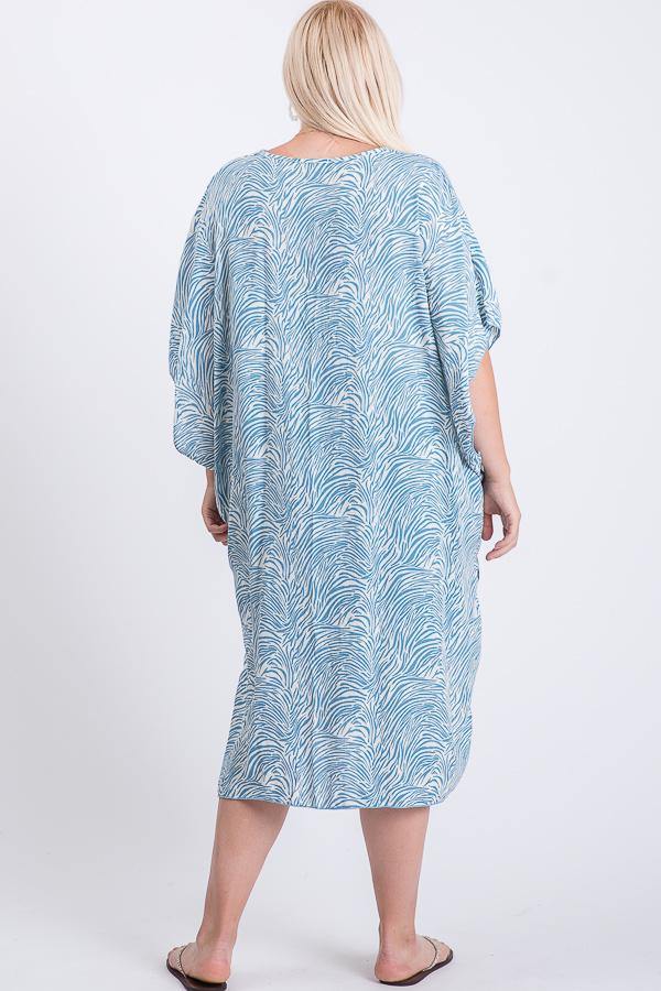 Zebra Print Short Sleeve Maxi Kimono - AM APPAREL